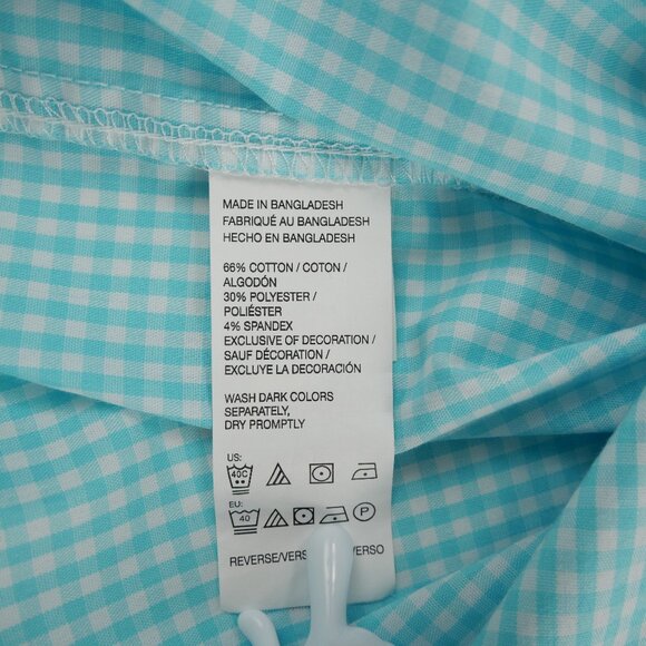 Izod Shirt Mens XL Aqua White Checkered Button Down Long Sleeve Casual Classic - Picture 15 of 16